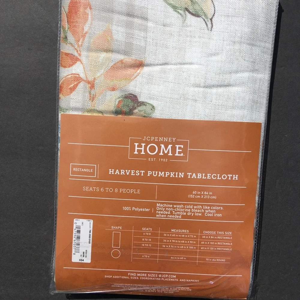 JCPenney Tablecloth Harvest Pumpkins 60” x 84” New